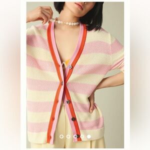 Kule The Raven Cardigan Sweater Size Small Striped Button Front Anthropologie